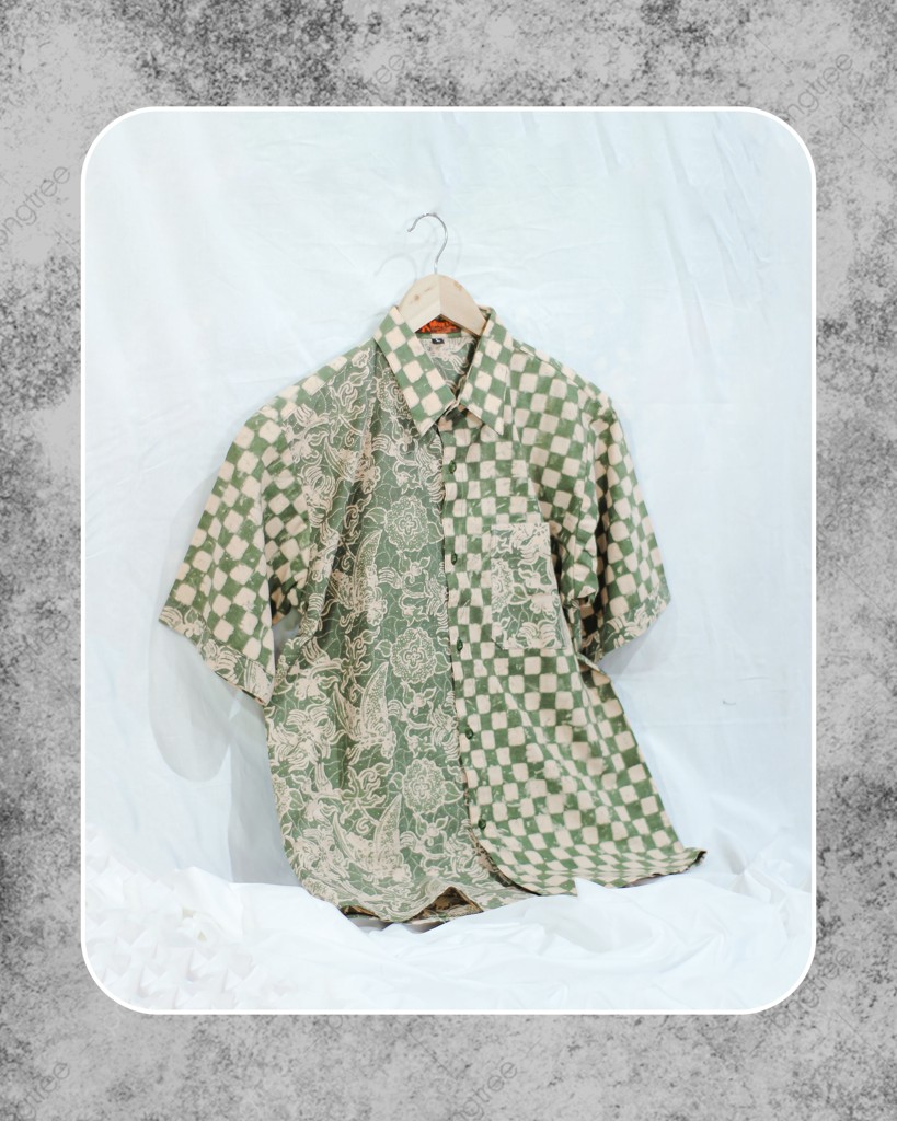 Kemeja Batik tulis motif abstrak kotak